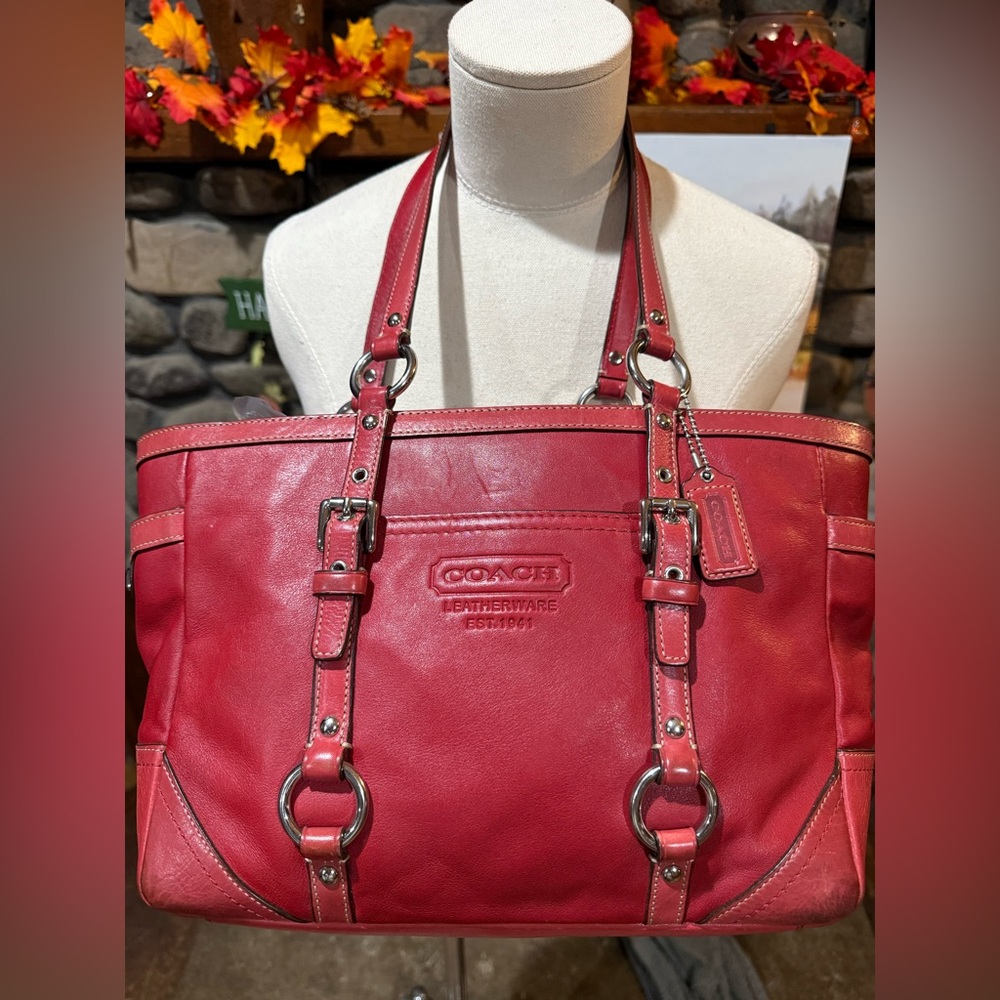 Coach Red Embossed Leather Patch